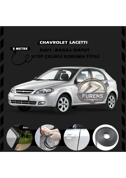 Chavrolet Lacetti Oto Araç Kapı Koruma Fitili 5metre Parlak Siyah Renk