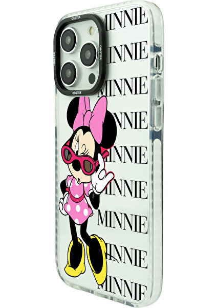 iPhone 11 Uyumlu Minnie Desenli Darbe Emici Kamera Çerçeve Korumalı Şeffaf Kılıf