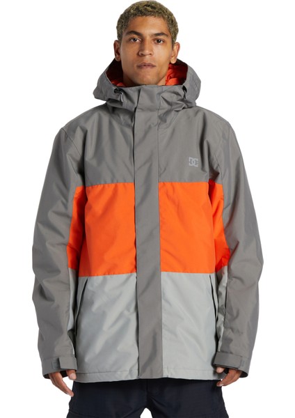 Gri - Turuncu Erkek Kapüşon Yaka Uzun Kayak Montu ADYTJ03063_DEFY Jacket