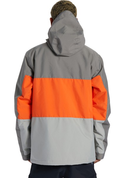 Gri - Turuncu Erkek Kapüşon Yaka Uzun Kayak Montu ADYTJ03063_DEFY Jacket