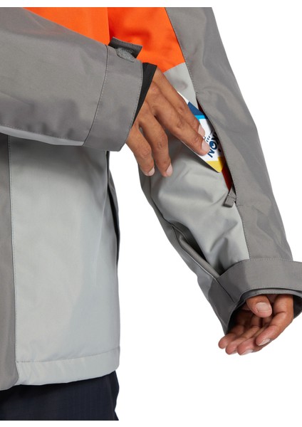 Gri - Turuncu Erkek Kapüşon Yaka Uzun Kayak Montu ADYTJ03063_DEFY Jacket