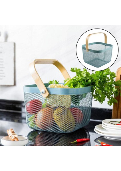 Ahşap I Sepeti Çok Fonksiyonlu Sepet Ihtiyaç Kabı Haze Mavi (Yurt Dışından) fiyatları