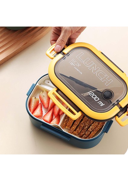 Öğle Yemeği Kutusu Yemek Kabı 2 Katlı 3 Bölmeli Bölünmüş Yeniden Kullanılabilir Aksesuar Mavi (Yurt Dışından) fırsatları