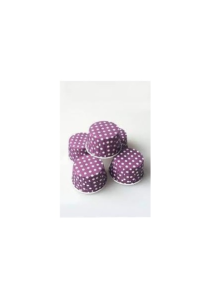 Muffin Kağıt Karton Mor Puantiyeli Cupcake Kek Kalıbı Kapsülü Kabı - 50 Adetlik 3 Paket