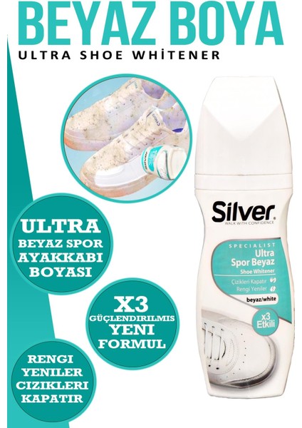 X3 Etkili Güçlendirilmiş Ultra Beyaz Spor Bez ve Kumaş Likit Ayakkabı Boyası 75 ml