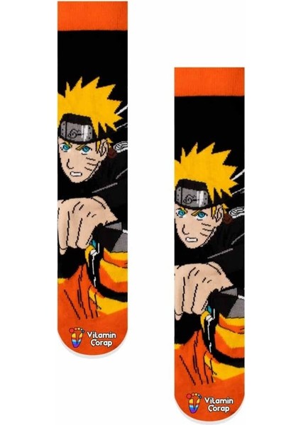 Anime Naruto Uzumaki Siyah Renkli Çorap