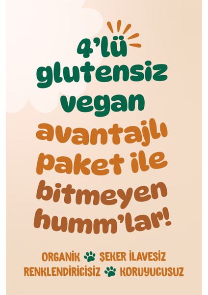 Humm Organic - Organik Glutensiz Vegan Meyveli Küp & Kek Atıştırmalık Paketi - 4 Adet (4 Çeşit)