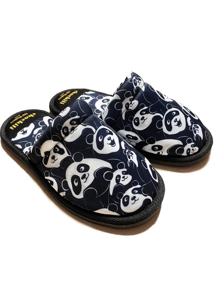 Unisex Panda Desenli Önü Kapalı Ev Terliği