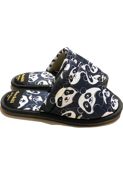 Unisex Panda Desenli Önü Kapalı Ev Terliği