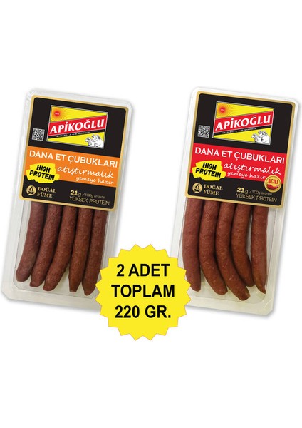 Atıştırmalık Dana Et Çubukları (110 Gr.) 2'li Paket (Acılı-Sade)