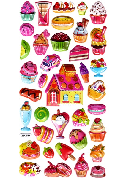 Sticker Kabartmalı Stiker Defter, Planlayıcı Etiket (LIMLRA-041) - 17X9 cm - Şeker Pasta Cupcake