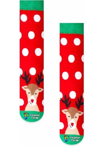 Geyik Puantiyeli Renkli Havlu Çorap