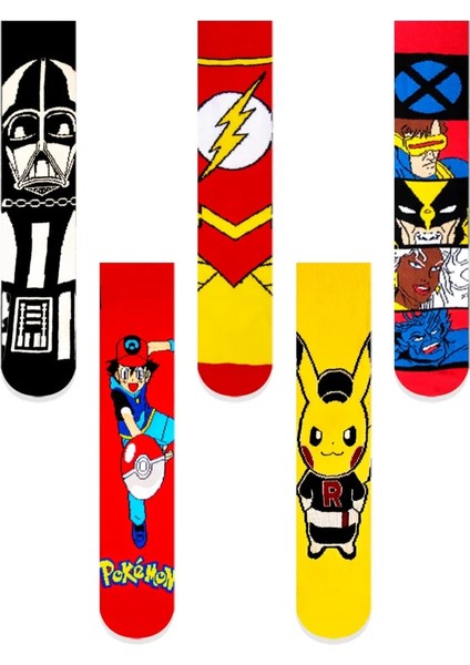 5'li Pikachu Renkli Çorap Set