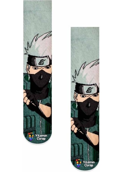 Anime Naruto Kakashi Renkli Çorap