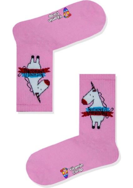 Unicorn Pembe Atletik Çorap