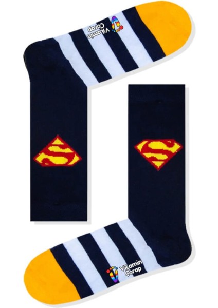 Superman Lacivert Renkli Çorap
