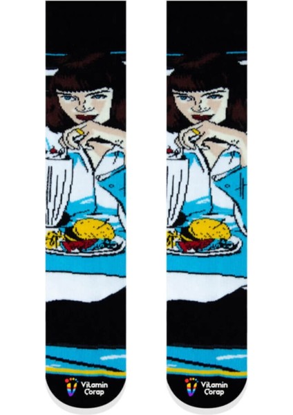 Mia Wallace Renkli Çorap
