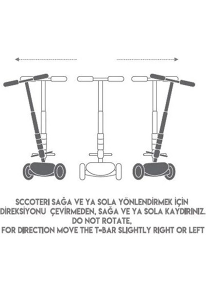 Siyah Işıklı 3 Tekerlekli Scooter