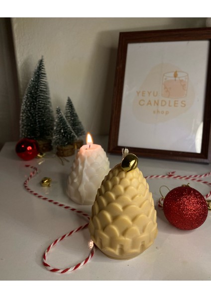 Çanlı Kozalak Mum Set