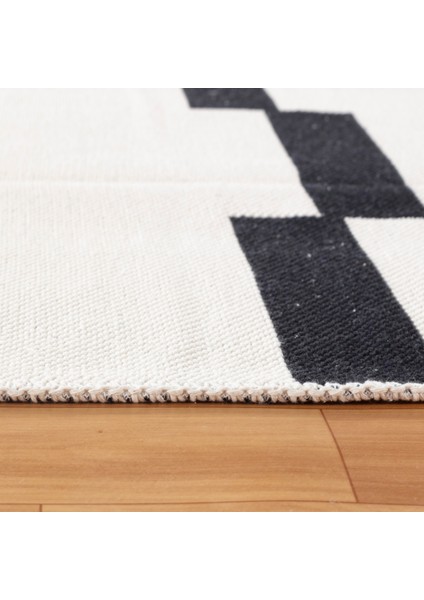 "homesteadart Rugs, Elegantwoven Koleksiyon Siyah Pamuk-Polyester Kilim - Çift Taraflı ve Nefes Alabilir Yapıda, 30°c'de Makinede Yıkanabilir, Katlanabilir, Robot Süpürge Uyumlu - Çeşitli Ebatlar"