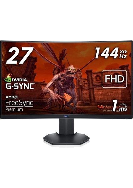 S2721HGFA 27 Inç 144Hz 1ms (Hdmı + Display) Asansör G-Sync Curved Fhd Gaming Monitör