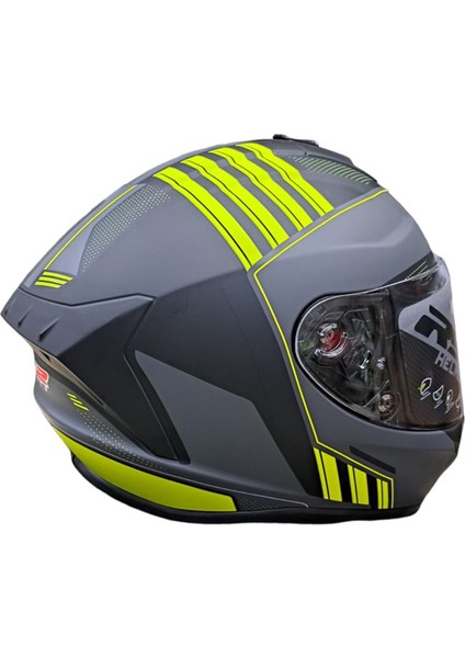 Helmets Kapalı Kask (Mat Siyah/sarı)