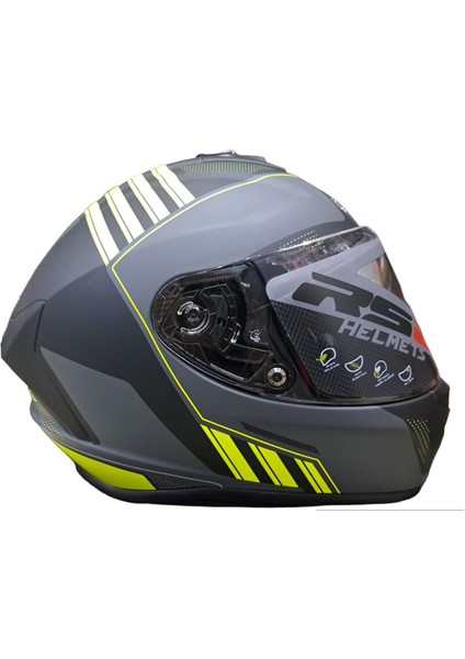 Helmets Kapalı Kask (Mat Siyah/sarı)