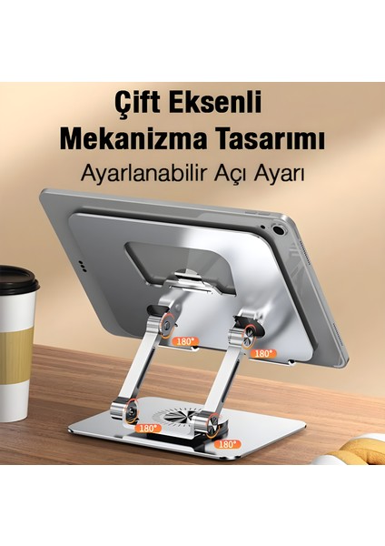 Evrensel Tablet Standı iPad Için 360 Derece Dönen Alüminyum Masaüstü Tablet Telefon Tutucu