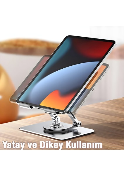 Evrensel Tablet Standı iPad Için 360 Derece Dönen Alüminyum Masaüstü Tablet Telefon Tutucu