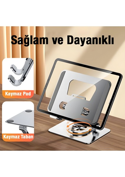 Evrensel Tablet Standı iPad Için 360 Derece Dönen Alüminyum Masaüstü Tablet Telefon Tutucu