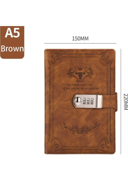 Cicibears A5 200 Sayfa Kilitli Retro Defter - Kahverengi (Yurt Dışından)