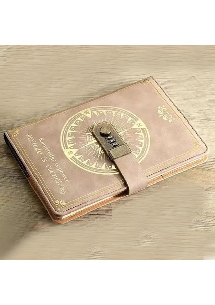 Cicibears A5 200 Sayfa Defter Kilitli Retro Şifre Defteri - Kahverengi (Yurt Dışından)