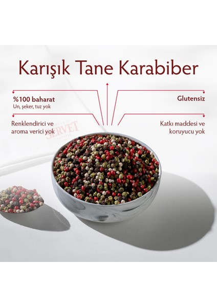 Bercekız Servet Şekerleme Karışık Tane Karabiber 100 gr