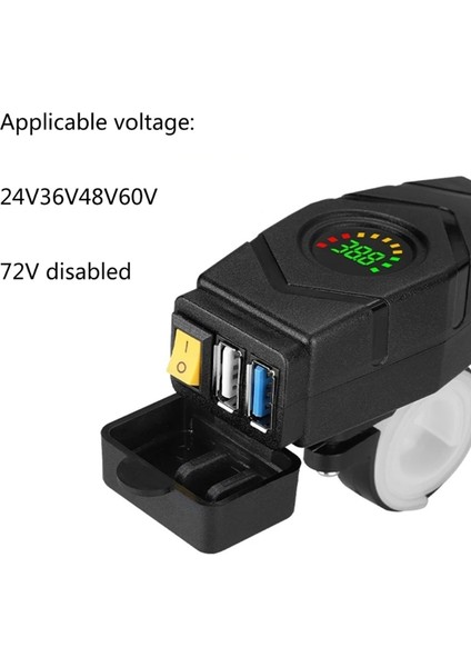 C1FB 20-80V E-Bisiklet Gidon USB Şarj Cihazı 24V 36V 48V 60V Qc3.0 Hızlı Şarj Adaptörü (Yeşil Işık) (Yurt Dışından) fırsatları