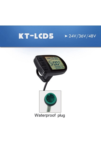 Ebike Kt-Lcd5 Ekran 24V36V48V72V 5 Pin Sm/su Geçirmez Konnektör Ekranı Elektrikli Bisiklet Için Akıllı Kontrol Paneli (Yurt Dışından)