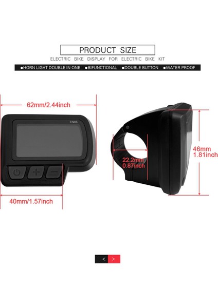 E-Bisiklet Ekran Ölçer LCD-EN06 Ekran 24V 36V 48V USB Güç Hız Göstergesi ile E-Bike Su Geçirmez Fiş (Yurt Dışından)