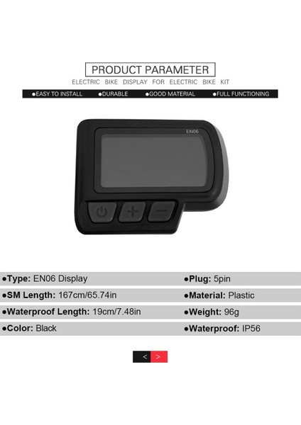 E-Bisiklet Ekran Ölçer LCD-EN06 Ekran 24V 36V 48V USB Güç Hız Göstergesi ile E-Bike Su Geçirmez Fiş (Yurt Dışından)