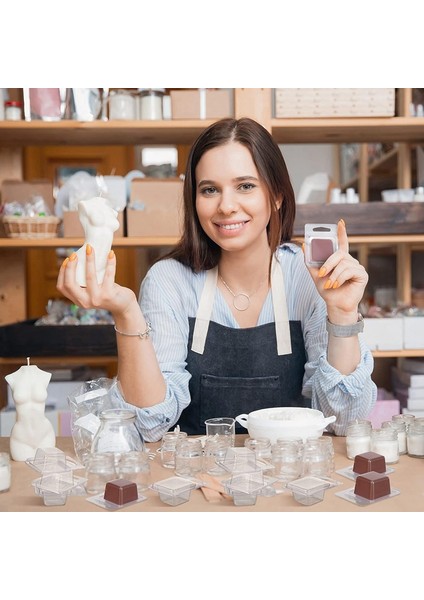 100 Adet Balmumu Eriyik Temizle Boş Plastik Balmumu Eriyik Kapaklı Konteyner Pet Tek Küp 1 Oz Mum (Yurt Dışından)