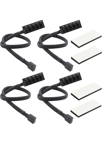 4 Adet Pwm Fan Hub, Pc Cpu Soğutma 4 Pın/3pın Fan Güç Kablosu Hub Splitter Adaptörü Kollu Pwm Kasa Fanı Splitter (Yurt Dışından)