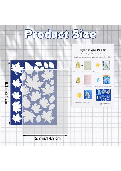 Güneş Baskı Kağıt Seti, Cyanotype Kağıt, Sanat El Sanatları Dıy Projesi Için 2 Sayfalık Akrilik Panel ile 32 Sayfa Cyanotype Kağıt (Yurt Dışından)