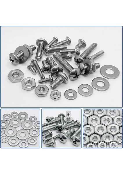 1110PCS Somun ve Cıvata Çeşitleri Kiti, Vidalar, Somunlar, Cıvatalar ve Rondelalarla Paslanmaz Çelik Kit (4-40 6-32 8-32 10-24) (Yurt Dışından)
