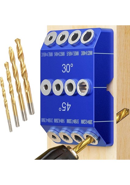 30 45 90 Derece Açılı Matkap Kılavuzu Jig, Açılı Delikler Için Matkap Jig ve 4 Boyutlu Çelik Matkap Uçlu Düz Delik (Yurt Dışından)