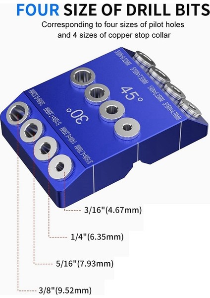 30 45 90 Derece Açılı Matkap Kılavuzu Jig, Açılı Delikler Için Matkap Jig ve 4 Boyutlu Çelik Matkap Uçlu Düz Delik (Yurt Dışından) fiyatları