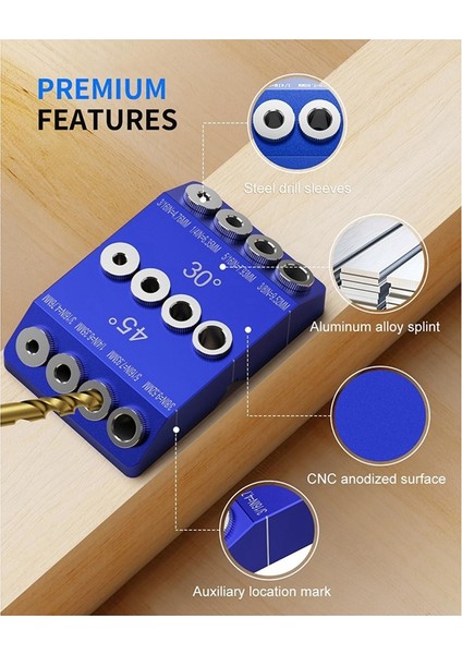 30 45 90 Derece Açılı Matkap Kılavuzu Jig, Açılı Delikler Için Matkap Jig ve 4 Boyutlu Çelik Matkap Uçlu Düz Delik (Yurt Dışından) modelleri