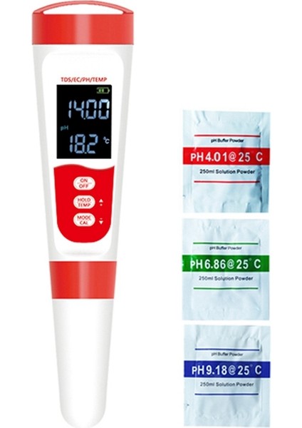 Ph Ölçer, Dijital 4'ü 1 Arada Ph Ec Tds Su Hidroponiği Için Sıcaklık Ölçer, Su Geçirmez ve Laboratuvar Için Ec Ppm Su Test Cihazı (Yurt Dışından)