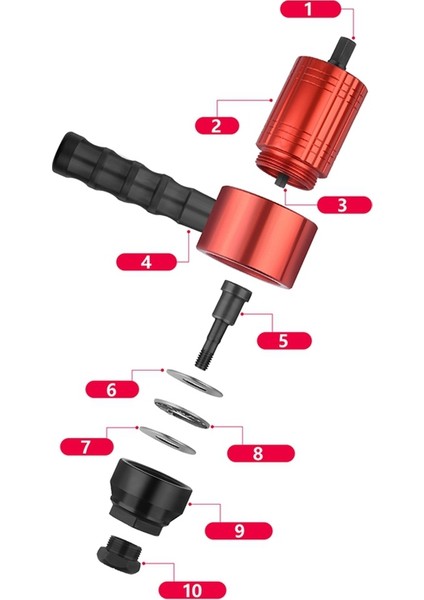 Perçin Somunu Perçinleme M3-M8 Akülü Perçinleme Matkap Elektrik Adaptörü Ekleme Somun Aracı Ev Metal Kolu Parçaları A (Yurt Dışından)