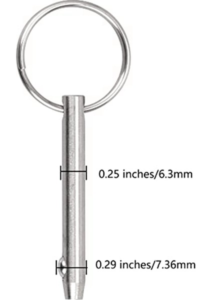 Parça Bimini Üst Pim, Çap 1/4 Inç (6,3 Mm), Toplam Uzunluk 2,56 Inç (65 Mm), Marine 316 Paslanmaz Çelik (Yurt Dışından)
