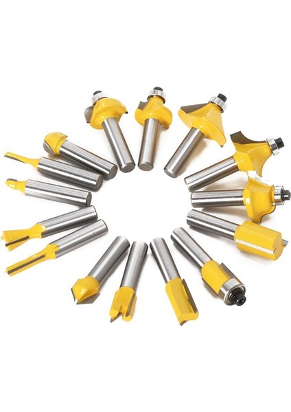 15 Adet 6.35MM Yönlendirici Bit Seti Kırpma Düz Freze Kesicisi Ahşap Uçları Tungsten Karbür Kesme Ağaç Işleme Kırpma (Yurt Dışından)