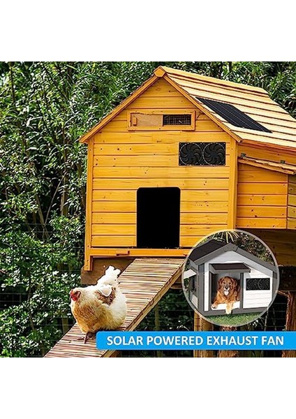 Güneş Paneli Fan Kiti, Sera Için 10W 12V Güneş Fanı, Barakalar Için 31,5 Inç Kablolu Güneş Paneliyle Çalışan Çift Fan (Yurt Dışından)