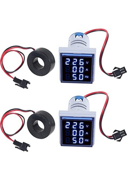 2 Adet Akım Gerilim Hertz Metre, Dijital 3ın1 22MM Voltmetre Ampermetre Hz Metre Ac 60-500 V Akım Frekans Göstergesi (Yurt Dışından) fiyatları